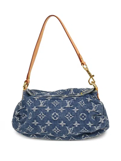 Pre-owned Louis Vuitton 2005 Mini Monogram Denim Pleaty Tote Bag
