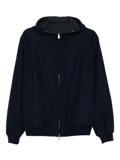 Fedeli Hooded Zip-up Jacket In Blue