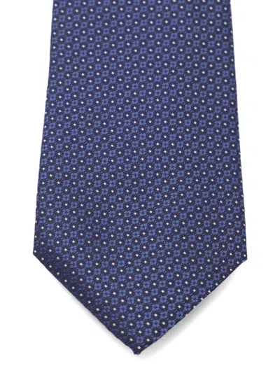 Canali Geometric-pattern Tie In Blue