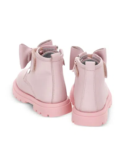 Monnalisa Bow-detail Ankle Boots In Pink