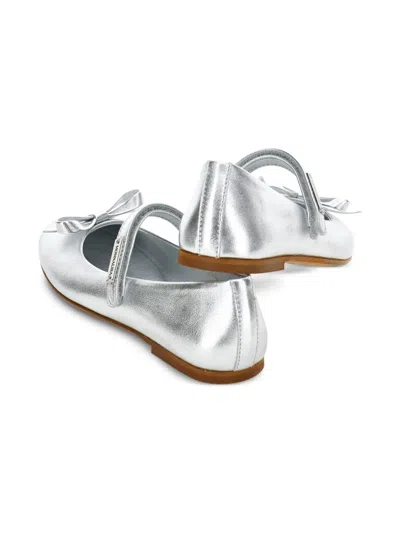 Monnalisa Metallic-leather Ballet Flats In Silver