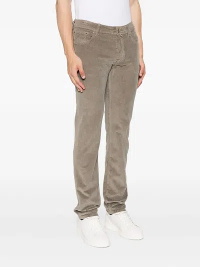 Jacob Cohen Slim Fit Trousers Belt Loops In Brown