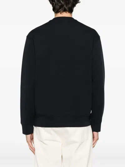 Emporio Armani Asv Double-jersey Sweatshirt With Oversized Embroidery In Black