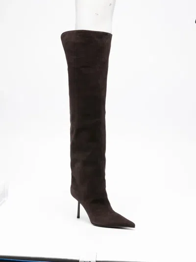 Le Silla 80mm Knee-high Leather Boots In Brown