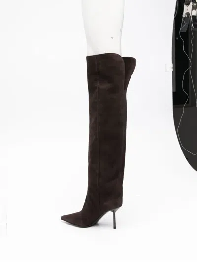 Le Silla 80mm Knee-high Leather Boots In Brown