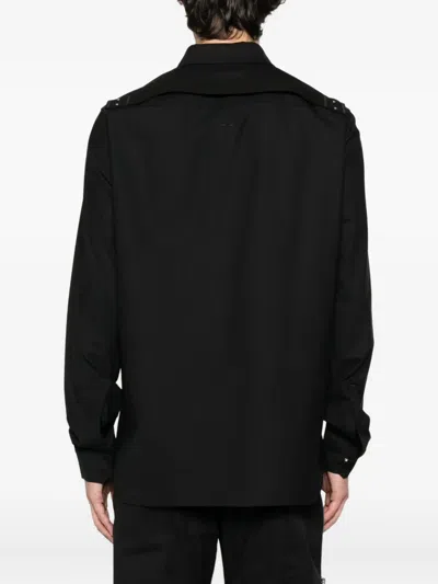 Rick Owens Classic Collar Black Shirt With Dual Front Pockets In Black