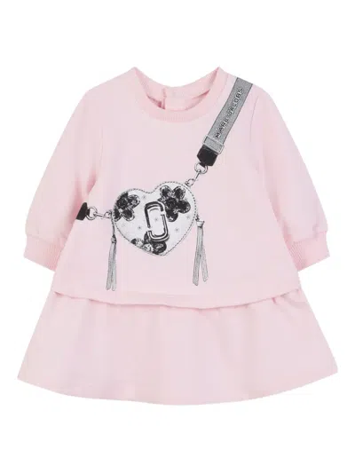 Marc Jacobs Heart-print Layered Dress In Pink