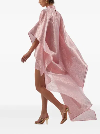 Taller Marmo Womens Dallas Band-collar Woven Kaftan Pink In Pink