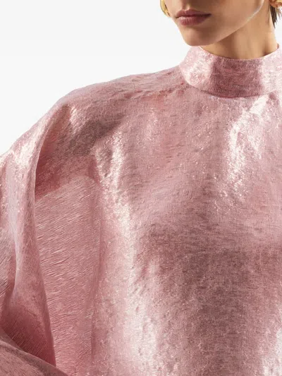 Taller Marmo Womens Dallas Band-collar Woven Kaftan Pink In Pink