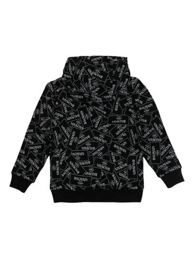 Balmain Logo-print Hoodie In Black