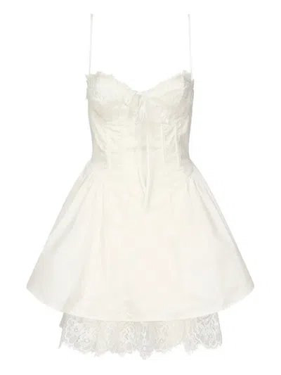 For Love & Lemons Shae Lace-insert Mini Dress In Neutral