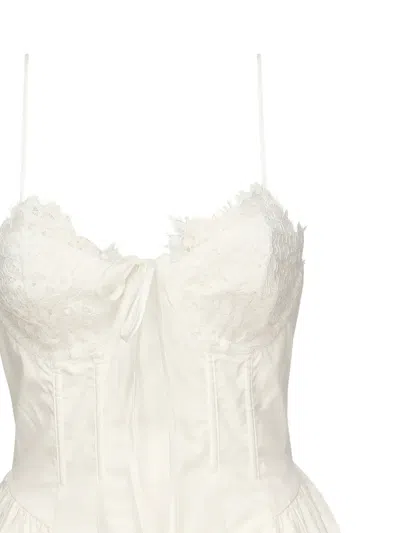 For Love & Lemons Shae Lace-insert Mini Dress In Neutral