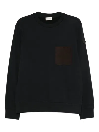 Moncler Patch Pocket Cotton And Cashmere-blend Sweatshirt In Black
