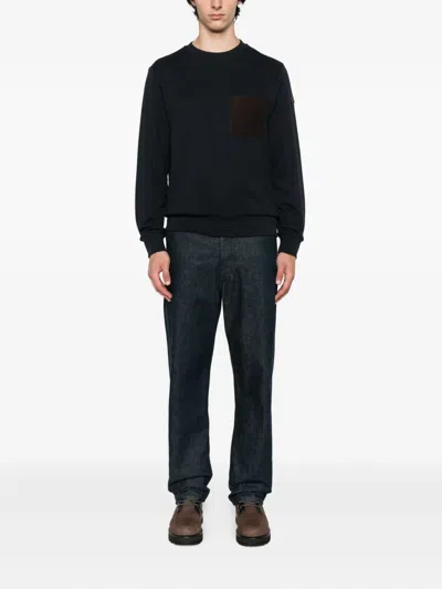 Moncler Patch Pocket Cotton And Cashmere-blend Sweatshirt In Black