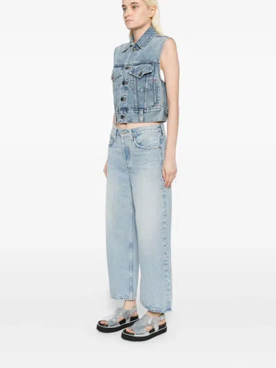 Agolde Arc Mid Rise Crop Wide Jeans In Orten In Blue
