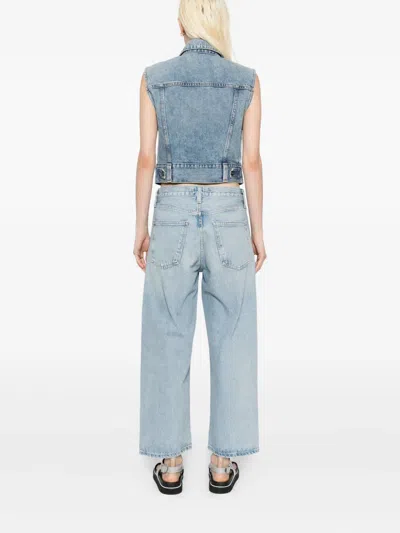 Agolde Arc Mid Rise Crop Wide Jeans In Orten In Blue