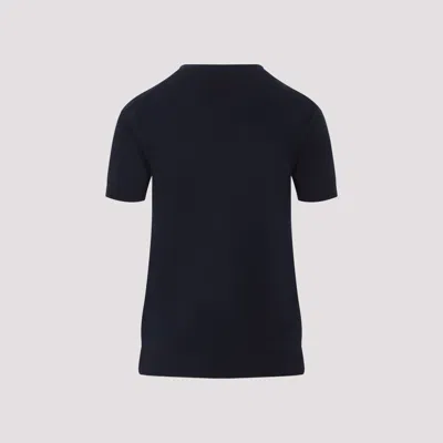 Miu Miu Cashmere Argyle Short-sleeve Sweater In Blue