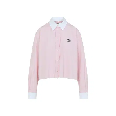 Miu Miu Cotton Shirt With White Collar And Cuffs