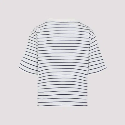 Miu Miu Striped Cotton T-shirt In White