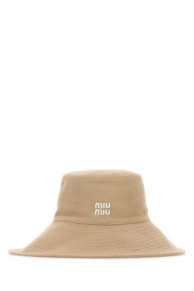 Miu Miu Women Beige Cotton Bucket Hat