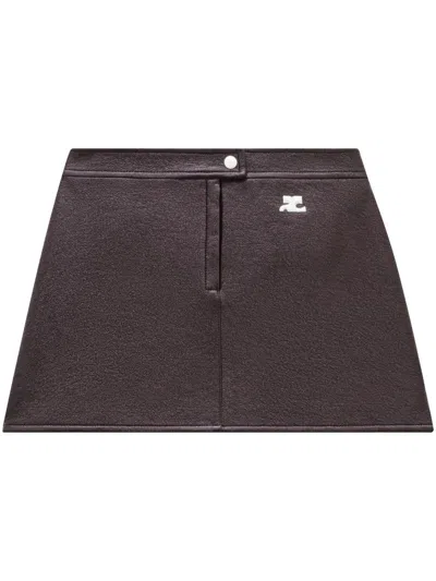 Courrèges Fitted Burgundy Mini Skirt With Shiny Finish In Burgundy