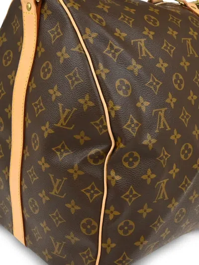 Pre-owned Louis Vuitton 2000 Monogram Keepall Bandouliere 60 Duffle Bag In Brown