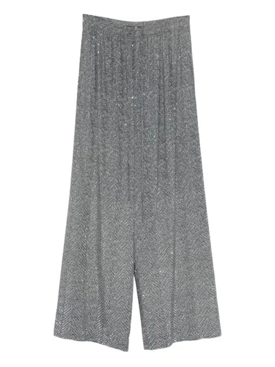 Ermanno Scervino Herringbone Sequin Trousers In Gray