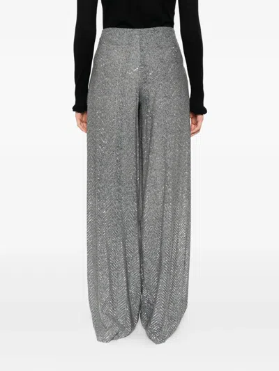 Ermanno Scervino Herringbone Sequin Trousers In Gray