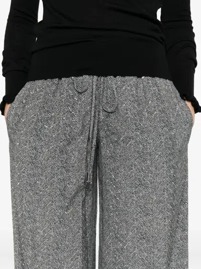 Ermanno Scervino Herringbone Sequin Trousers In Gray