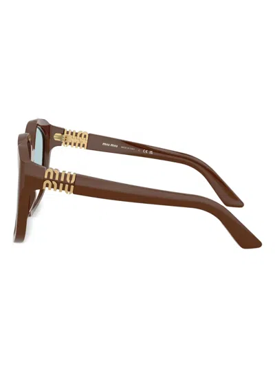 Miu Miu Mua07s Geometric-frame Sunglasses In Brown