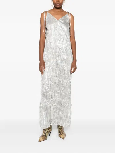Marques' Almeida Crinkled Slip Dress In Gray