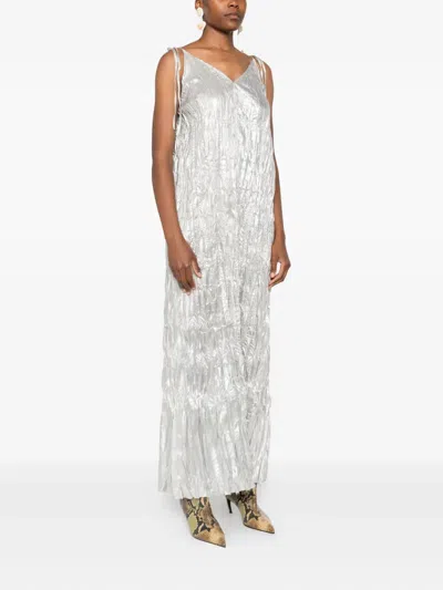 Marques' Almeida Crinkled Slip Dress In Gray