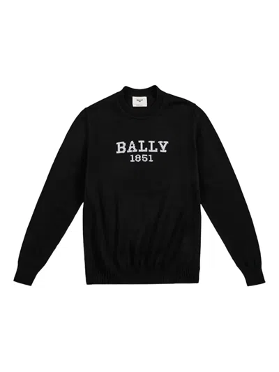 Bally Logo-embroidered Merino Wool Sweater In Black