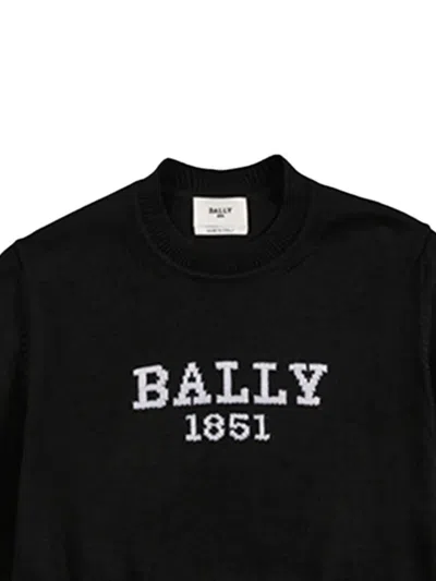 Bally Logo-embroidered Merino Wool Sweater In Black