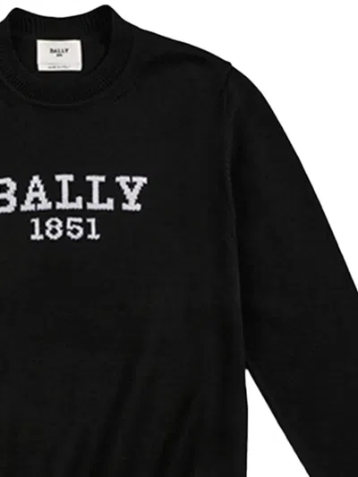 Bally Logo-embroidered Merino Wool Sweater In Black