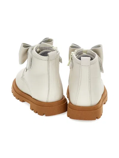 Monnalisa Bow-detail Ankle Boots In White