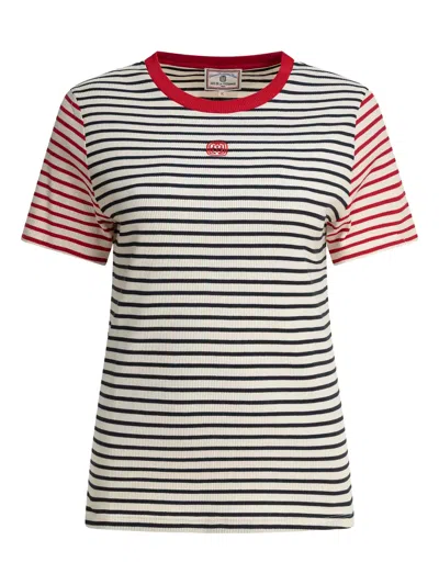 Ines De La Fressange Striped Ribbed Top In Black