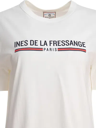 Ines De La Fressange Top Maxence Blanc En Coton Bio Imprimé Rouge In White