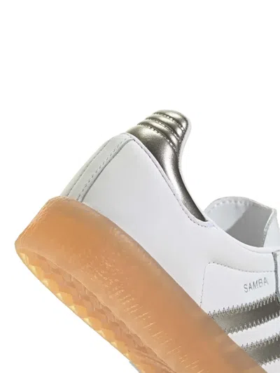 Adidas Originals Samba Metallic-stripe Sneakers In White