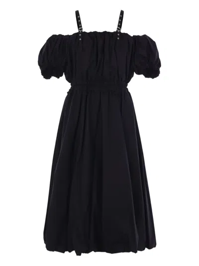 Noir Kei Ninomiya Balloon Puff-sleeve Midi Dress In Black