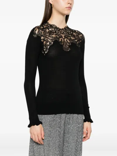 Ermanno Scervino Lace-trimmed Merino Wool T-shirt