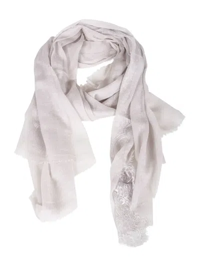 Gaynor-bongard Lace-trimmed Scarf In Gray