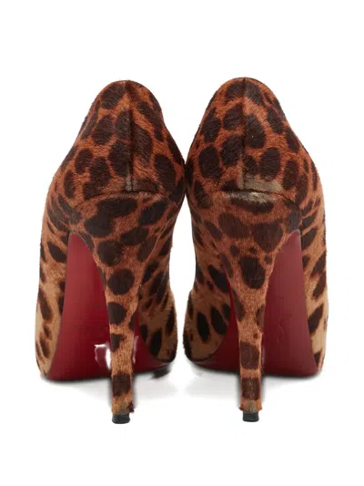 Pre-owned Christian Louboutin 120mm Very Prive Leopard-print Pumps In Neutral