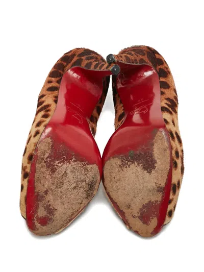 Pre-owned Christian Louboutin 120mm Very Prive Leopard-print Pumps In Neutral