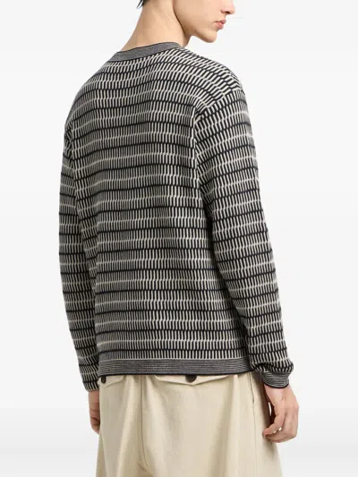 Emporio Armani Mens Navy French Oak Cabk Patterned Crewneck Knitted-wool Jumper In Multi