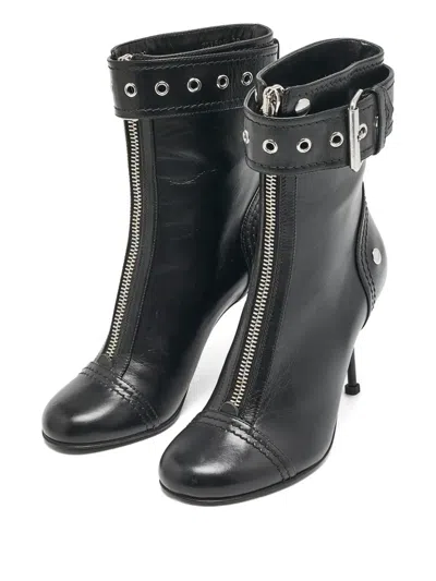 Pre-owned Alexander Mcqueen 2023 125mm Biker Boots In Black