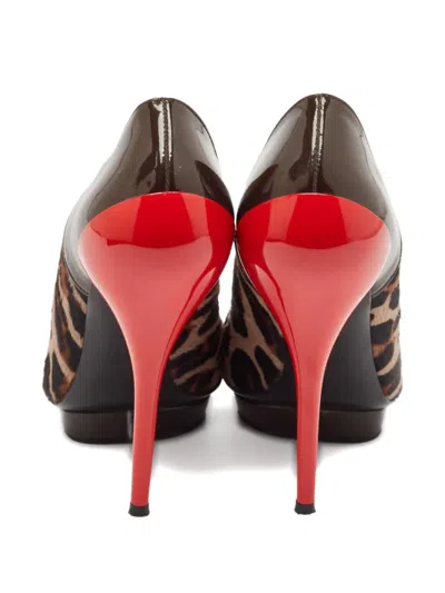 Pre-owned Versace 140mm Leopard-print Pumps In Neutral