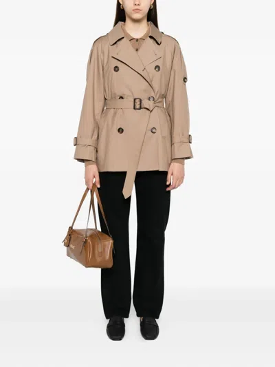 Max Mara Belted Double-breasted Coat In Neutral