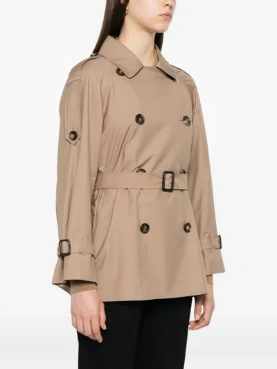 Max Mara Belted Double-breasted Coat In Neutral