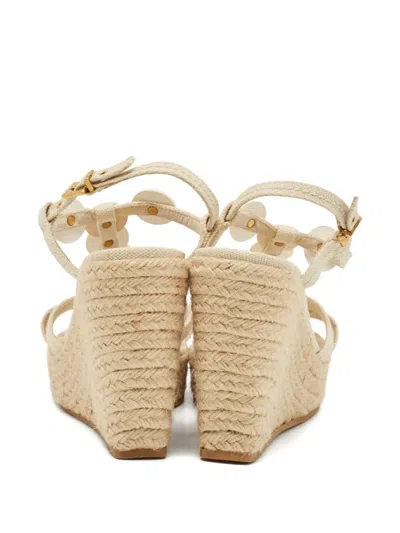 Pre-owned Louis Vuitton 105mm Medallion Espadrilles In Neutral